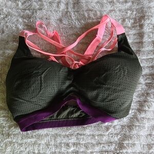 Stylish Coral Like and Green Sports Bra